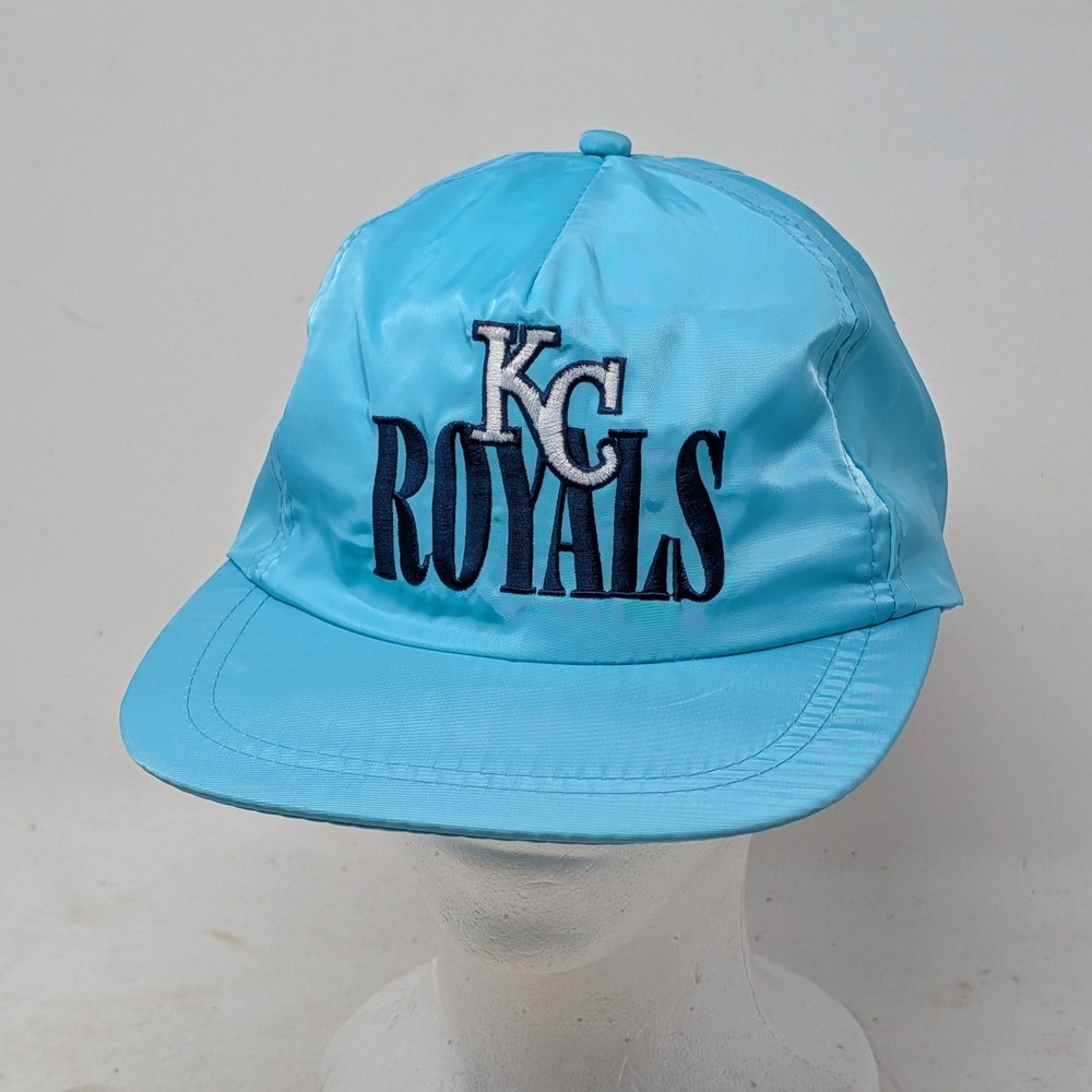 Vintage Kansas City Royals Snapback Hat Light Blue Satin Nylon MLB Baseball Cap
